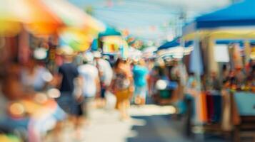Soft focus on the exciting energy of a flea market in full swing photo