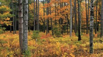 A variety of tree species from pine and oak to birch and maple creating a diverse ecosystem photo