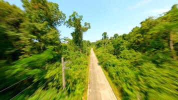Fast FPV flight over tropical road through lush rainforest in Thailand video