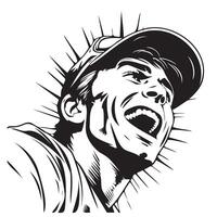 Guy in a cap screams and rejoices sketch vector