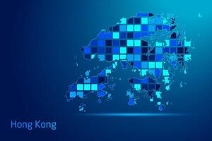 concepts of Hong Kong Network Digital Technology Graphic illustration. Blue Color. Internet Futuristic Concept Map. vector