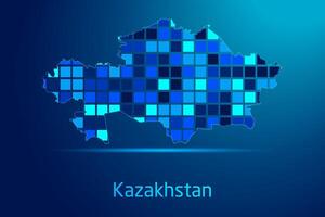 concepts of Kazakhstan Network Digital Technology Graphic illustration. Blue Color. Internet Futuristic Concept Map. vector