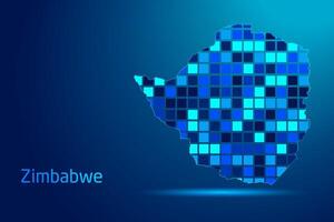 concepts of Zimbabwe Network Digital Technology Graphic illustration. Blue Color. Internet Futuristic Concept Map. vector