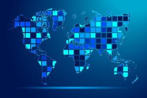 concepts of World Network Digital Technology Graphic illustration. Blue Color. Internet Futuristic Concept Map. vector