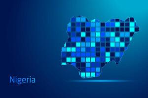 concepts of Nigeria Network Digital Technology Graphic illustration. Blue Color. Internet Futuristic Concept Map. vector