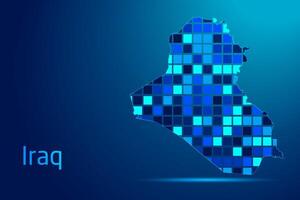 concepts of Iraq Network Digital Technology Graphic illustration. Blue Color. Internet Futuristic Concept Map. vector