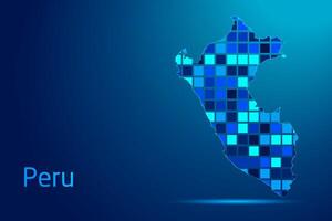concepts of Peru Network Digital Technology Graphic illustration. Blue Color. Internet Futuristic Concept Map. vector
