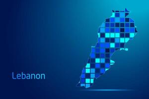concepts of Lebanon Network Digital Technology Graphic illustration. Blue Color. Internet Futuristic Concept Map. vector