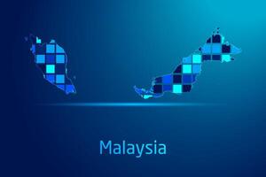concepts of Malaysia Network Digital Technology Graphic illustration. Blue Color. Internet Futuristic Concept Map. vector