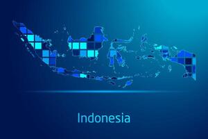 concepts of Indonesia Network Digital Technology Graphic illustration. Blue Color. Internet Futuristic Concept Map. vector