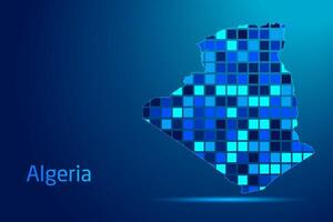 concepts of Algeria Network Digital Technology Graphic illustration. Blue Color. Internet Futuristic Concept Map. vector