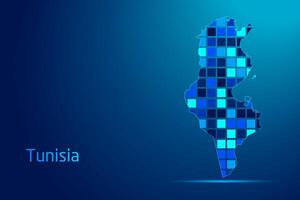 concepts of Tunisia Network Digital Technology Graphic illustration. Blue Color. Internet Futuristic Concept Map. vector