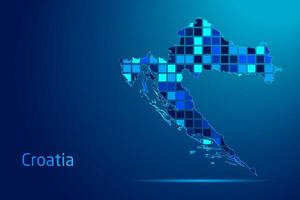 concepts of Croatia Network Digital Technology Graphic illustration. Blue Color. Internet Futuristic Concept Map. vector