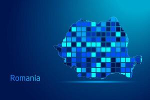 concepts of Romania Network Digital Technology Graphic illustration. Blue Color. Internet Futuristic Concept Map. vector