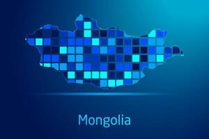 concepts of Mongolia Network Digital Technology Graphic illustration. Blue Color. Internet Futuristic Concept Map. vector