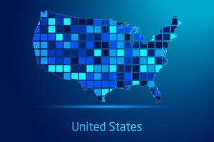 concepts of United States Network Digital Technology Graphic illustration. Blue Color. Internet Futuristic Concept Map. vector
