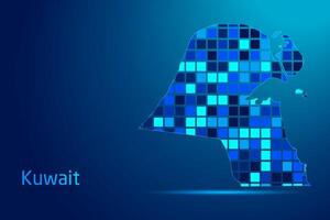 concepts of Kuwait Network Digital Technology Graphic illustration. Blue Color. Internet Futuristic Concept Map. vector