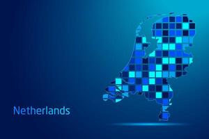 concepts of Netherlands Network Digital Technology Graphic illustration. Blue Color. Internet Futuristic Concept Map. vector