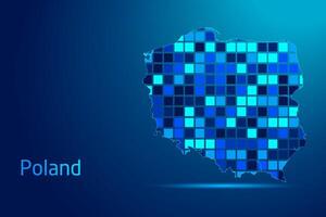 concepts of Poland Network Digital Technology Graphic illustration. Blue Color. Internet Futuristic Concept Map. vector