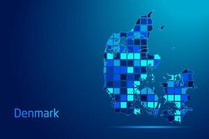 concepts of Denmark Network Digital Technology Graphic illustration. Blue Color. Internet Futuristic Concept Map. vector