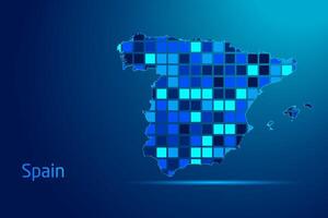 concepts of Spain Network Digital Technology Graphic illustration. Blue Color. Internet Futuristic Concept Map. vector