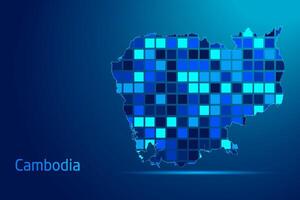 concepts of Cambodia Network Digital Technology Graphic illustration. Blue Color. Internet Futuristic Concept Map. vector