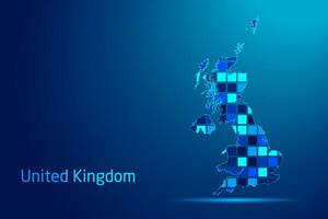 concepts of United Kingdom Network Digital Technology Graphic illustration. Blue Color. Internet Futuristic Concept Map. vector
