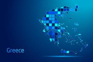 concepts of Greece Network Digital Technology Graphic illustration. Blue Color. Internet Futuristic Concept Map. vector