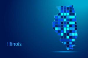 concepts of Illinois Network Digital Technology Graphic illustration. Blue Color. Internet Futuristic Concept Map. vector