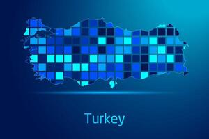concepts of Turkey Network Digital Technology Graphic illustration. Blue Color. Internet Futuristic Concept Map. vector