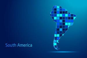 concepts of South America Network Digital Technology Graphic illustration. Blue Color. Internet Futuristic Concept Map. vector