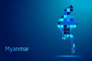 concepts of Myanmar Network Digital Technology Graphic illustration. Blue Color. Internet Futuristic Concept Map. vector