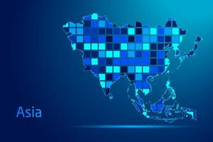 concepts of Asia Network Digital Technology Graphic illustration. Blue Color. Internet Futuristic Concept Map. vector