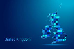 concepts of United Kingdom Network Digital Technology Graphic illustration. Blue Color. Internet Futuristic Concept Map. vector