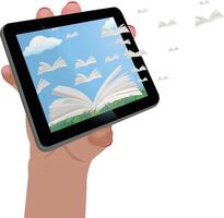 Internet books with open books and novels vector