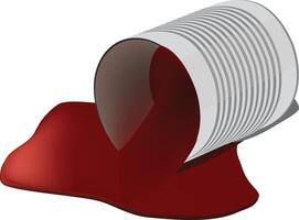 Tin can spilling red paint on the floor creating a big mess vector