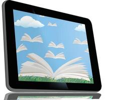 Internet books with open books and novels vector
