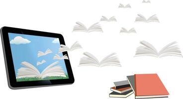 Internet books with open books and novels vector
