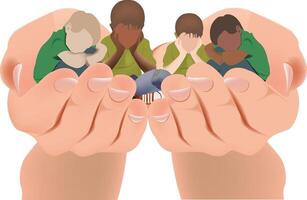 support for abandoned lonely children vector