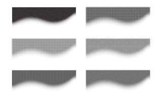 Horizontal banner with different variations of halftone dots. Noise gradient bundle stipple pattern vector