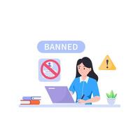 Internet blocking symbolic composition with user stopping email harassment with big lock vector