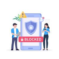 Internet blocking symbolic composition with user stopping email harassment with big lock vector