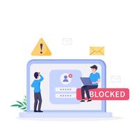 Internet blocking symbolic composition with user stopping email harassment with big lock vector
