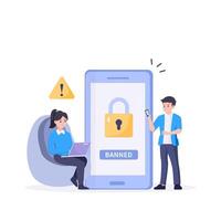 Internet blocking symbolic composition with user stopping email harassment with big lock vector