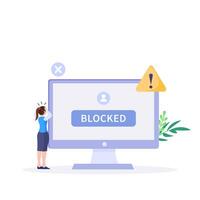 Internet blocking symbolic composition with user stopping email harassment with big lock vector