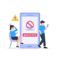 Internet blocking symbolic composition with user stopping email harassment with big lock vector