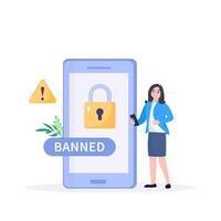 Internet blocking symbolic composition with user stopping email harassment with big lock vector