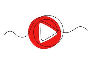 Play button drawn in one continuous line. One line drawing, minimalism. Play, multimedia sign line continuous drawing . One line Play, multimedia background. Linear plays design. vector