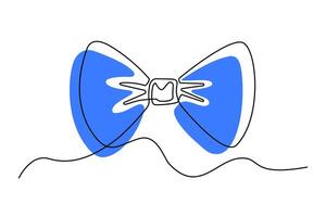 One continuous line bow tie isolated on white background boat illustration. Bow tie single line art. Illustration isolated on white background. vector