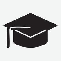 An Unique graduation cap silhouette Icon with white background vector